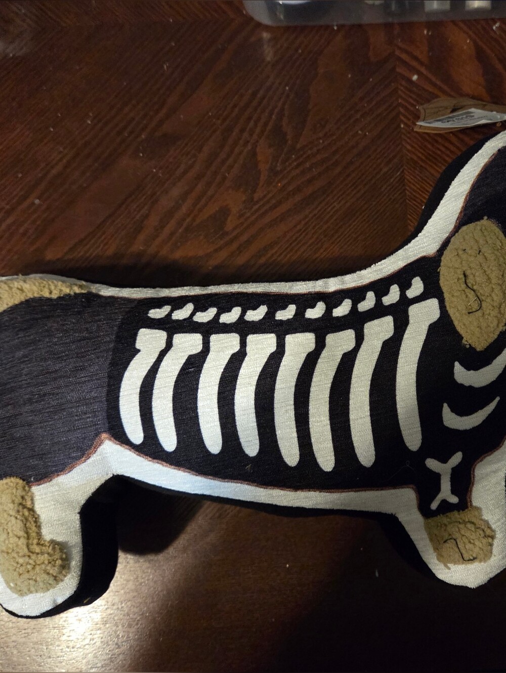 Hallows Eve Skeleton Dachshund Decorative Throw Pillow Trick Or Treat Pail NWT